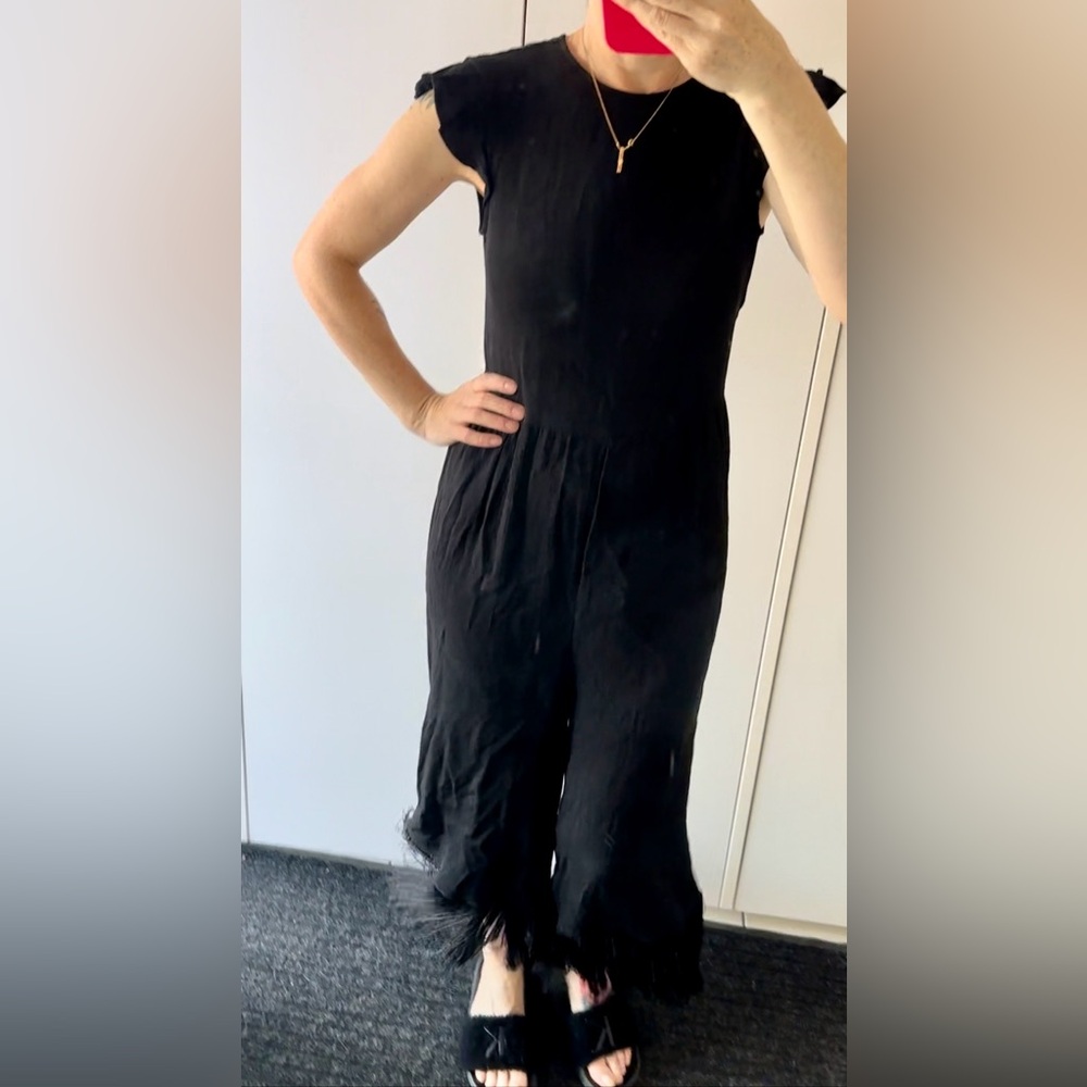 ZARA Black jumpsuit with fringe